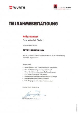 Wohlfeil Teilnahmebescheinigung 09-10-2014 Neli Salzmann