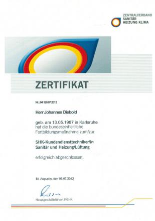 Wohlfeil Zertifikat 06-07-2012 Johannes Diepold