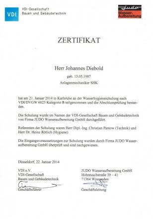 Wohlfeil Zertifikat 22-01-2014 Johannes Diebold