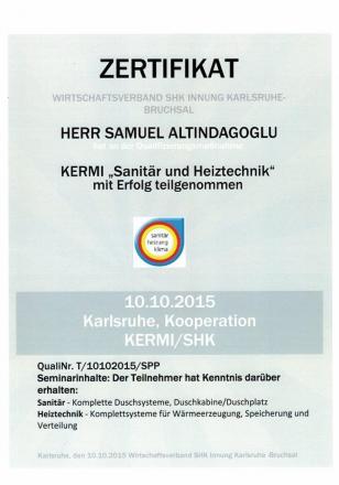 Wohlfeil Zertifikat 10-10-2015 Samuel Altindagoglu 