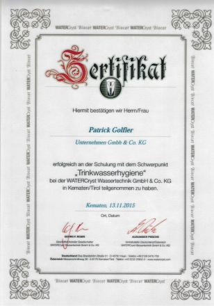 Wohlfeil Zertifikat 13-11-2015 Patrick Golfier