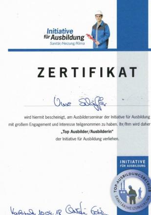 Zertifikat für Uwe Schäffer